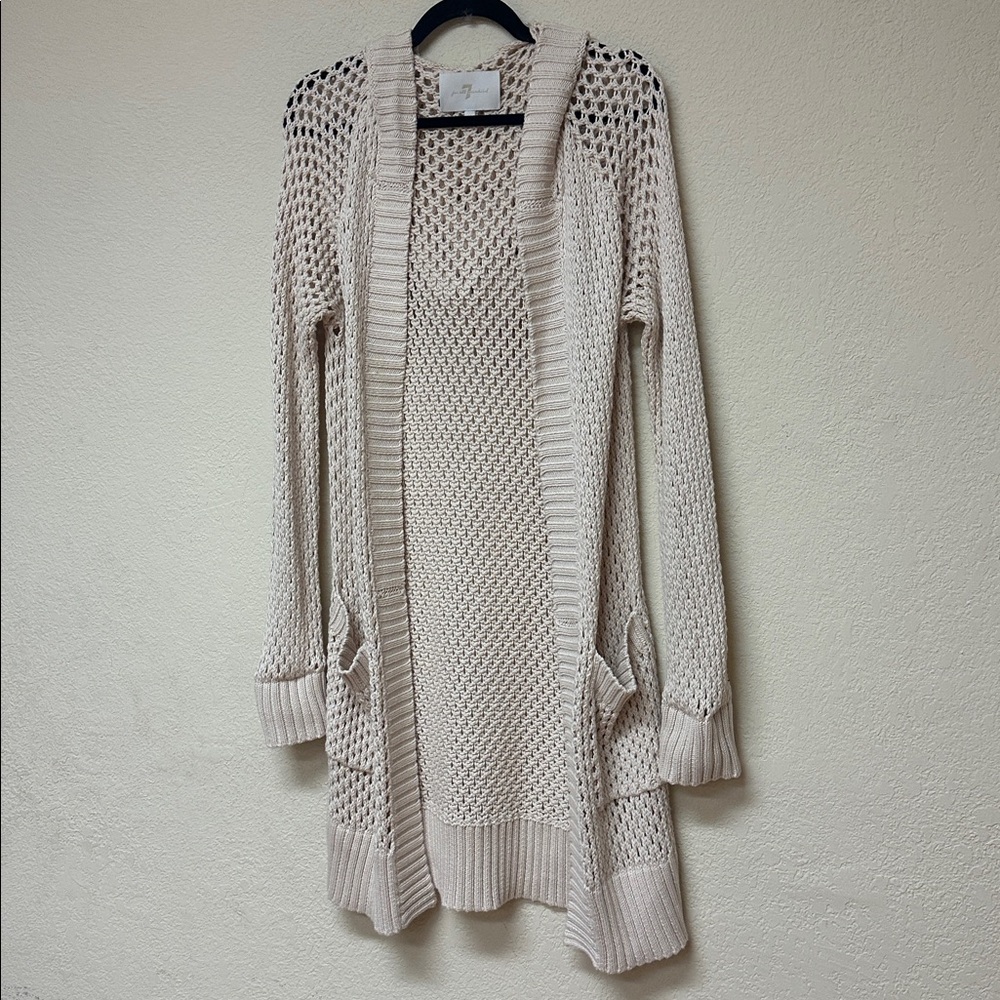 7 For All Mankind Cream Open Knit Cardigan - Picture 2 of 4